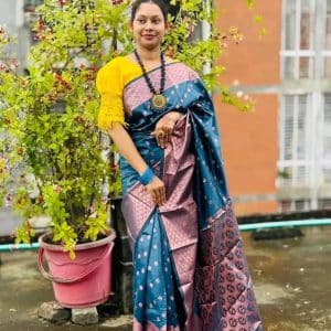 green katan saree