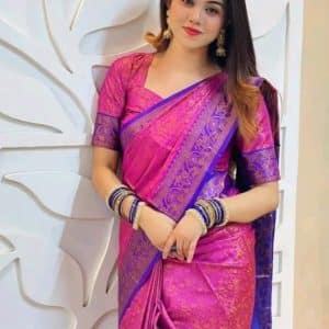 darkpink kanchi katan saree
